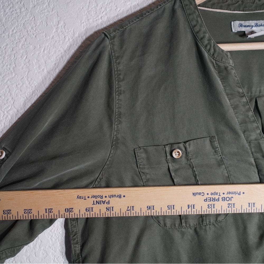Tommy Bahama Shirt Women's SIZE Small PALM MOSS GREEN button down long sleeve - Picture 5 of 12
